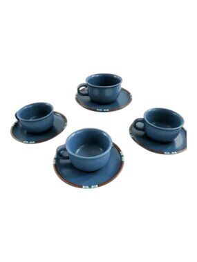 Dansk Mesa Blue Lot 4 cups and saucers Pottery Made in Japan